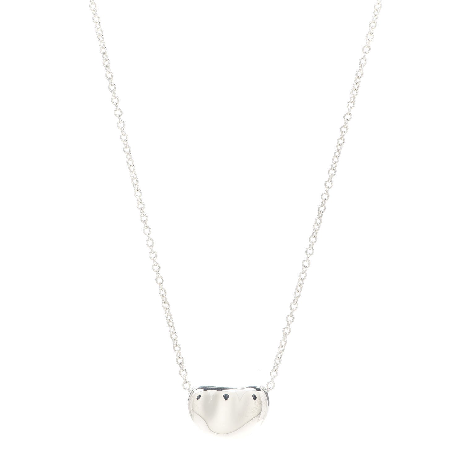 Tiffany Sterling Silver 12mm Elsa Peretti Bean Pendant Necklace 1 of 5