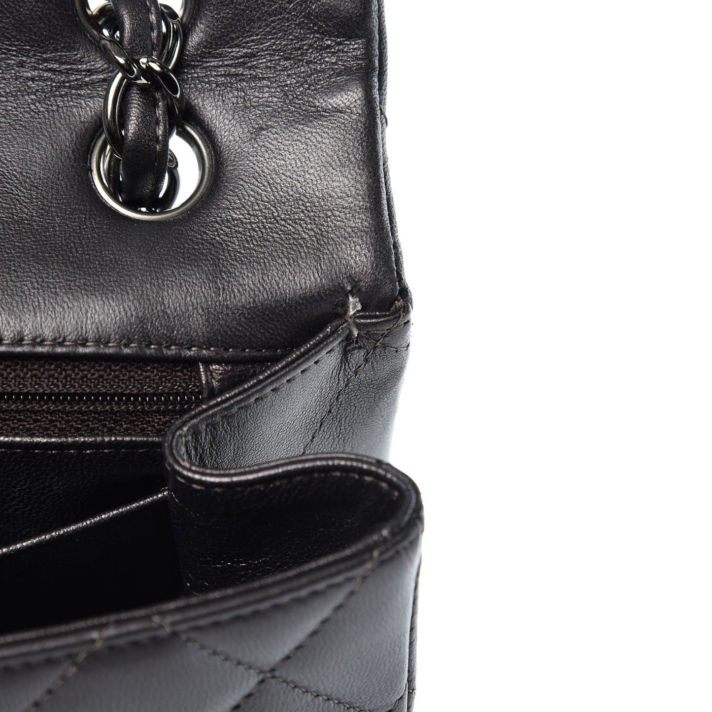 Lambskin Maxi Single Flap Flap Dark Grey