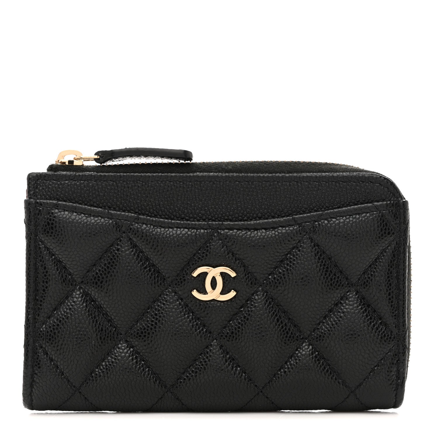 Chanel Caviar Quilted CC Zip Around Card Holder Black 1 of 9