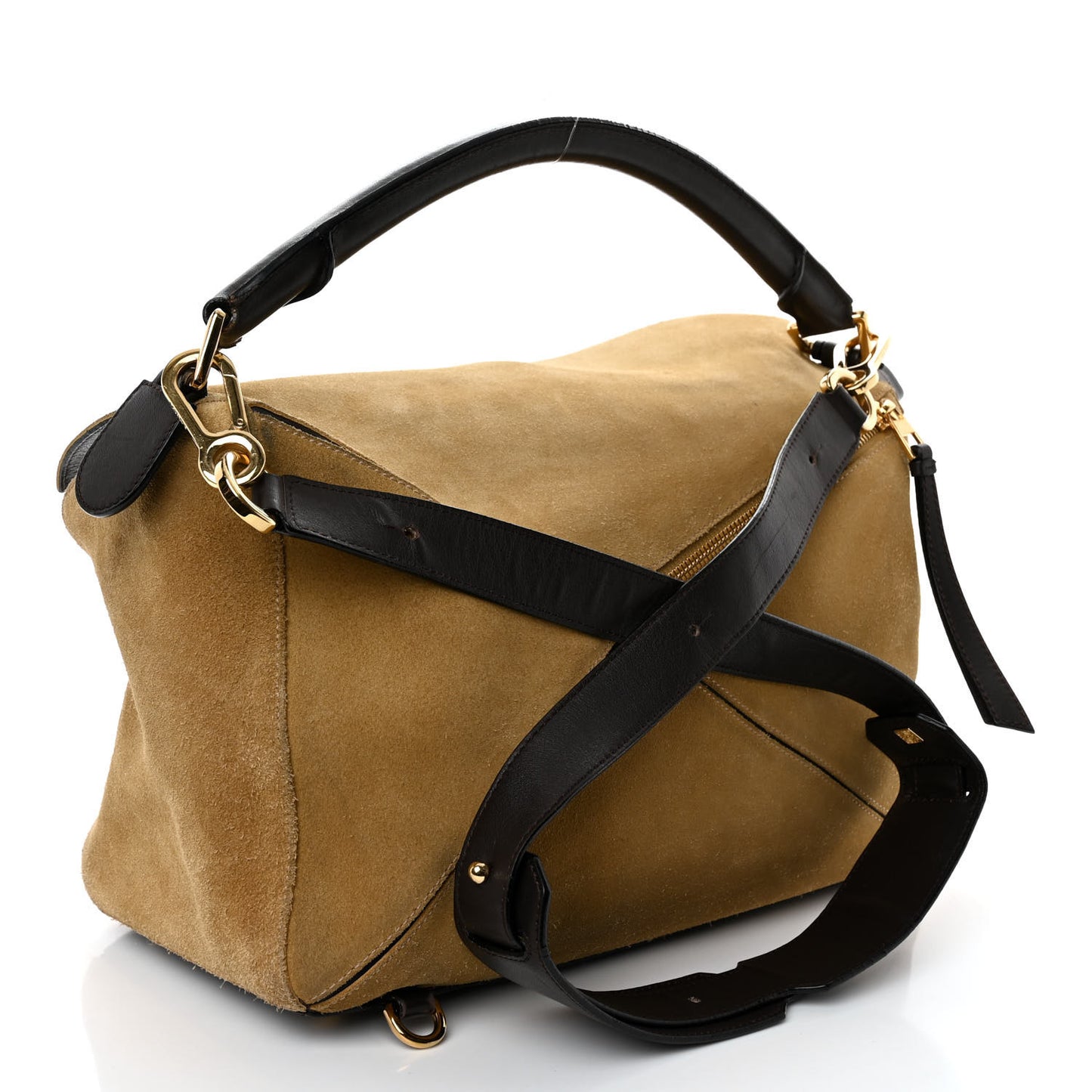 Suede Medium Puzzle Bag Gold