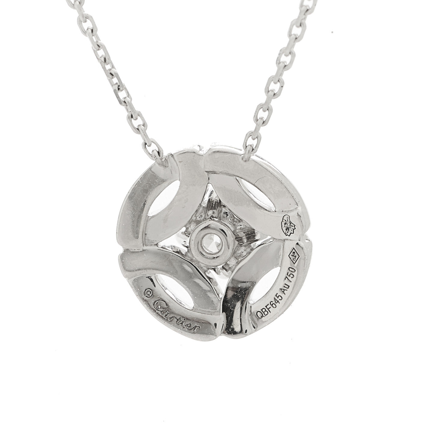 18K White Gold Diamond .30ct Galanterie de Cartier Paved Pendant Necklace
