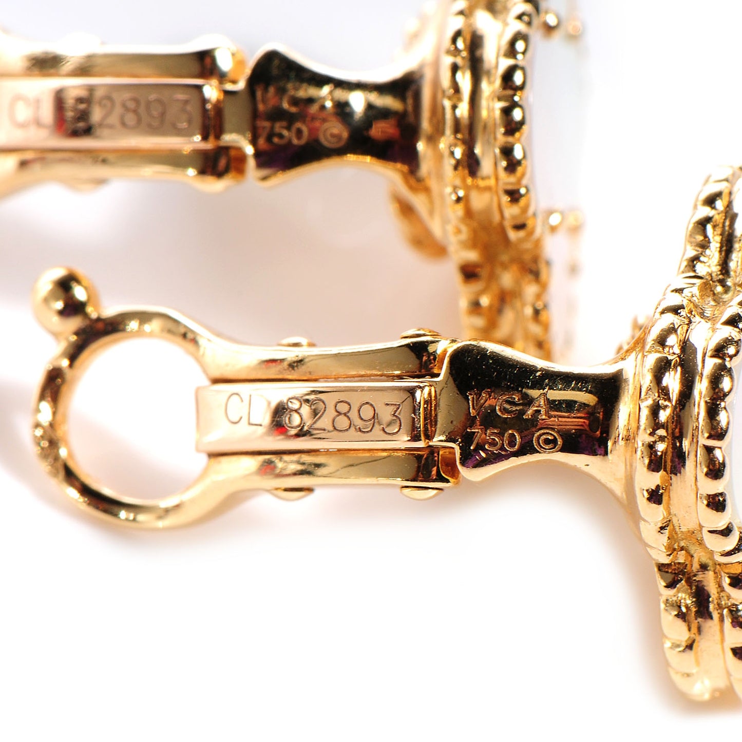 18K Yellow Gold Mother of Pearl Vintage Alhambra Earrings