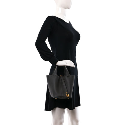 Hermes Taurillon Maurice Picotin Lock 18 PM Graphite 2 of 11