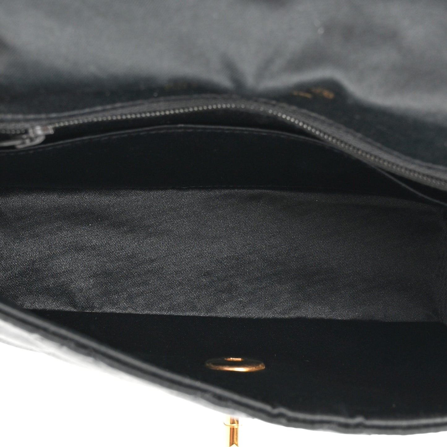 Satin Quilted Mini Square Flap Black