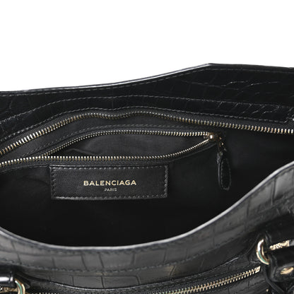 Balenciaga Calfskin Crocodile Embossed Giant 12 Gold Hardware City Black 7 of 11