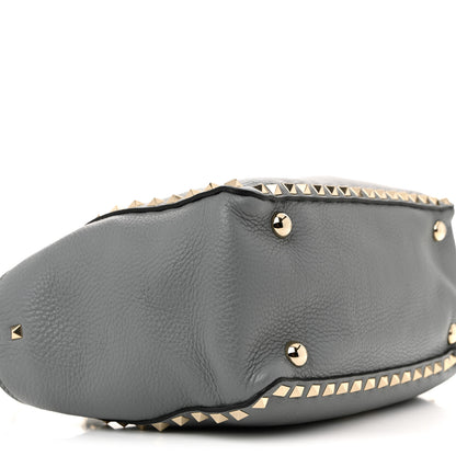 Valentino Garavani Pebbled Calfskin Small Rockstud Tote Light Stone 8 of 11