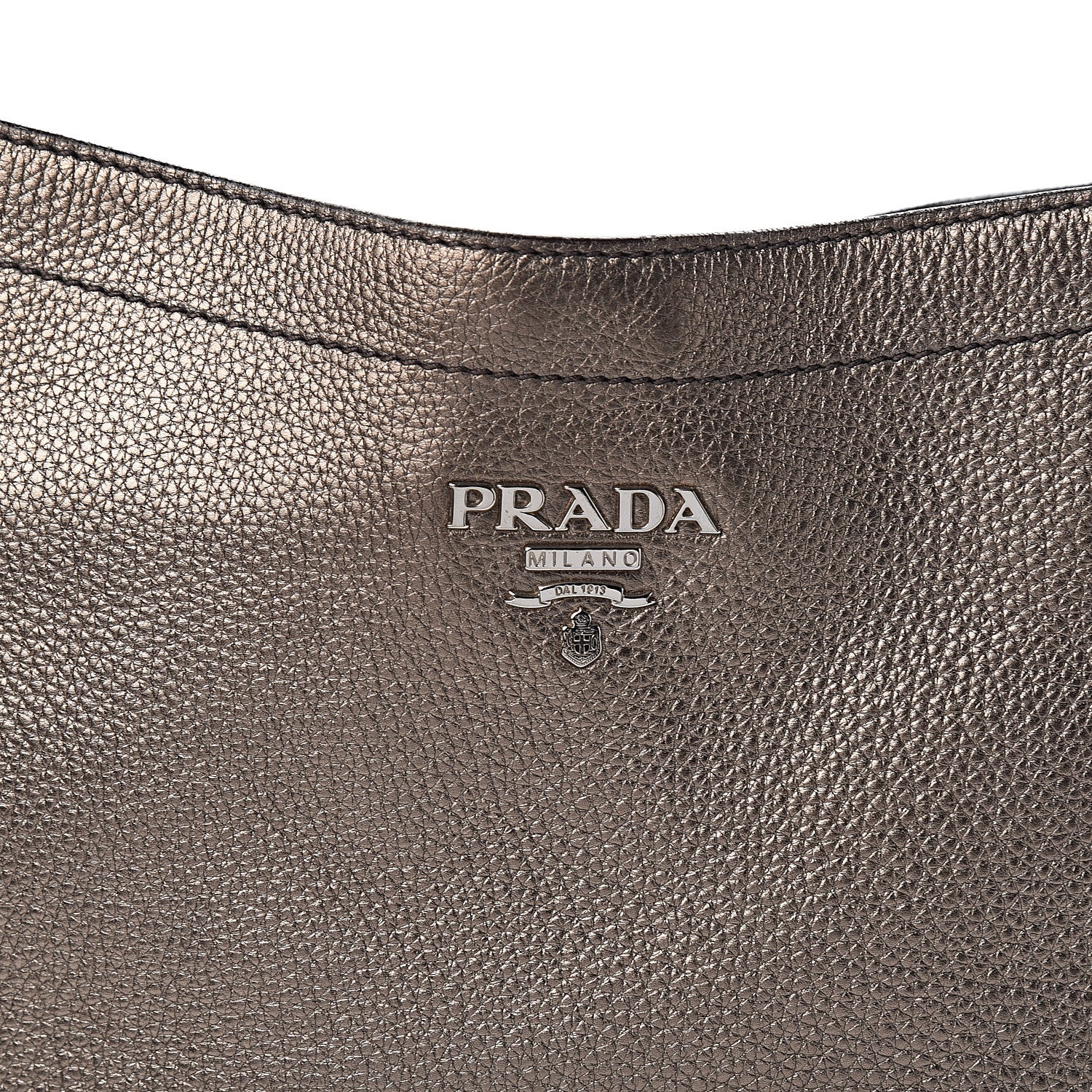 Prada Metallic Vitello Daino Side Pocket Hobo Bronze 8 of 8
