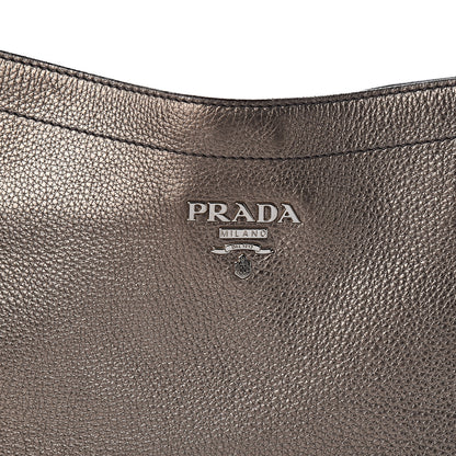 Prada Metallic Vitello Daino Side Pocket Hobo Bronze 8 of 8