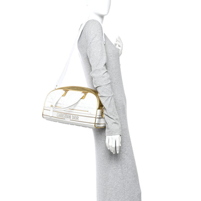 Christian Dior Calfskin Padded Macrocannage Medium Dior Vibe Zip Bowling Bag White Gold 2 of 13