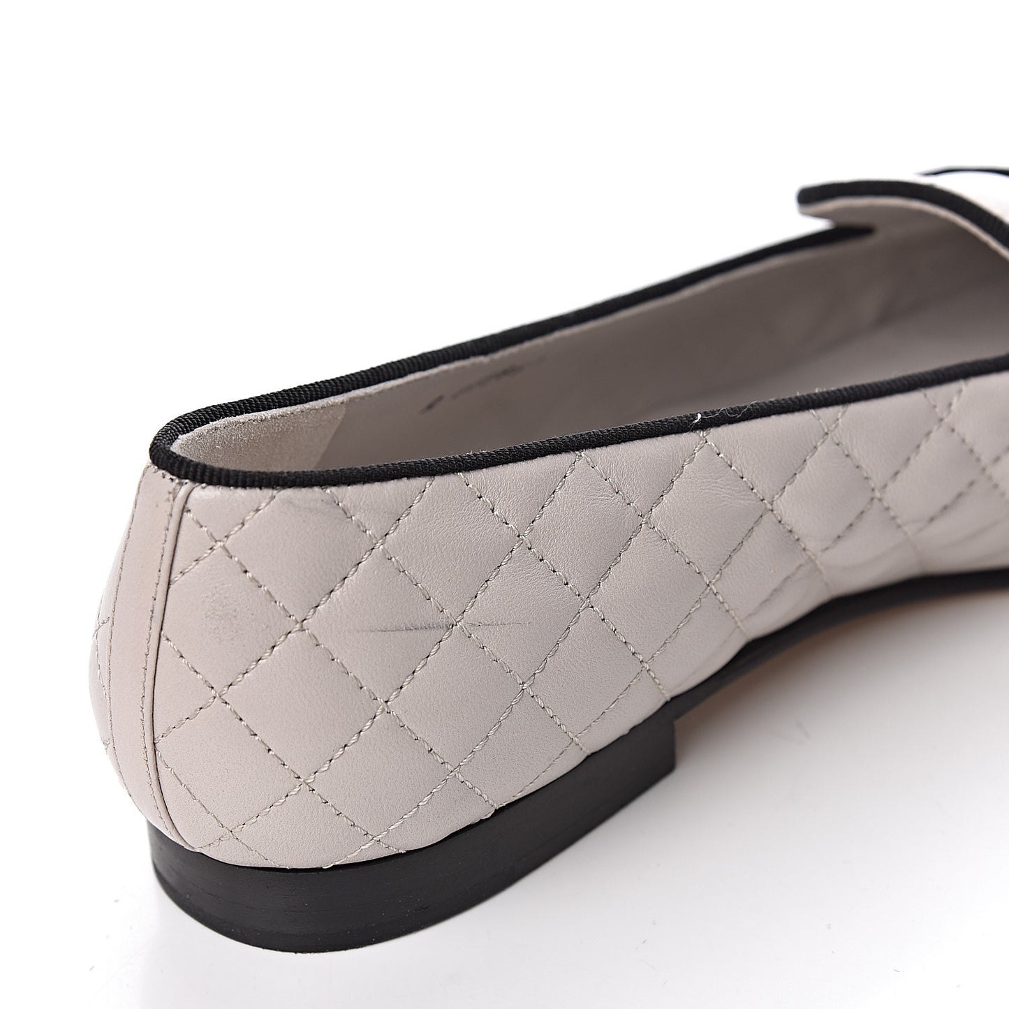 Lambskin Quilted CC Loafers 38.5 Light Grey