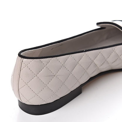 Chanel Lambskin Quilted CC Loafers 38.5 Light Grey 11 of 18