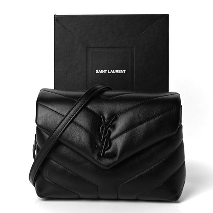 Saint Laurent Calfskin Y Quilted Monogram Toy Loulou Crossbody Bag Black 8 of 8