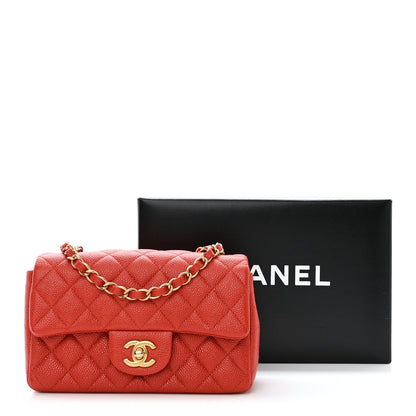 Chanel Pearly Caviar Quilted Mini Rectangular Flap Orange 11 of 11