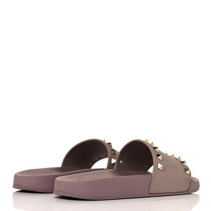 Valentino Garavani Rubber Rockstud Slide Sandals 37 Poudre 4 of 7