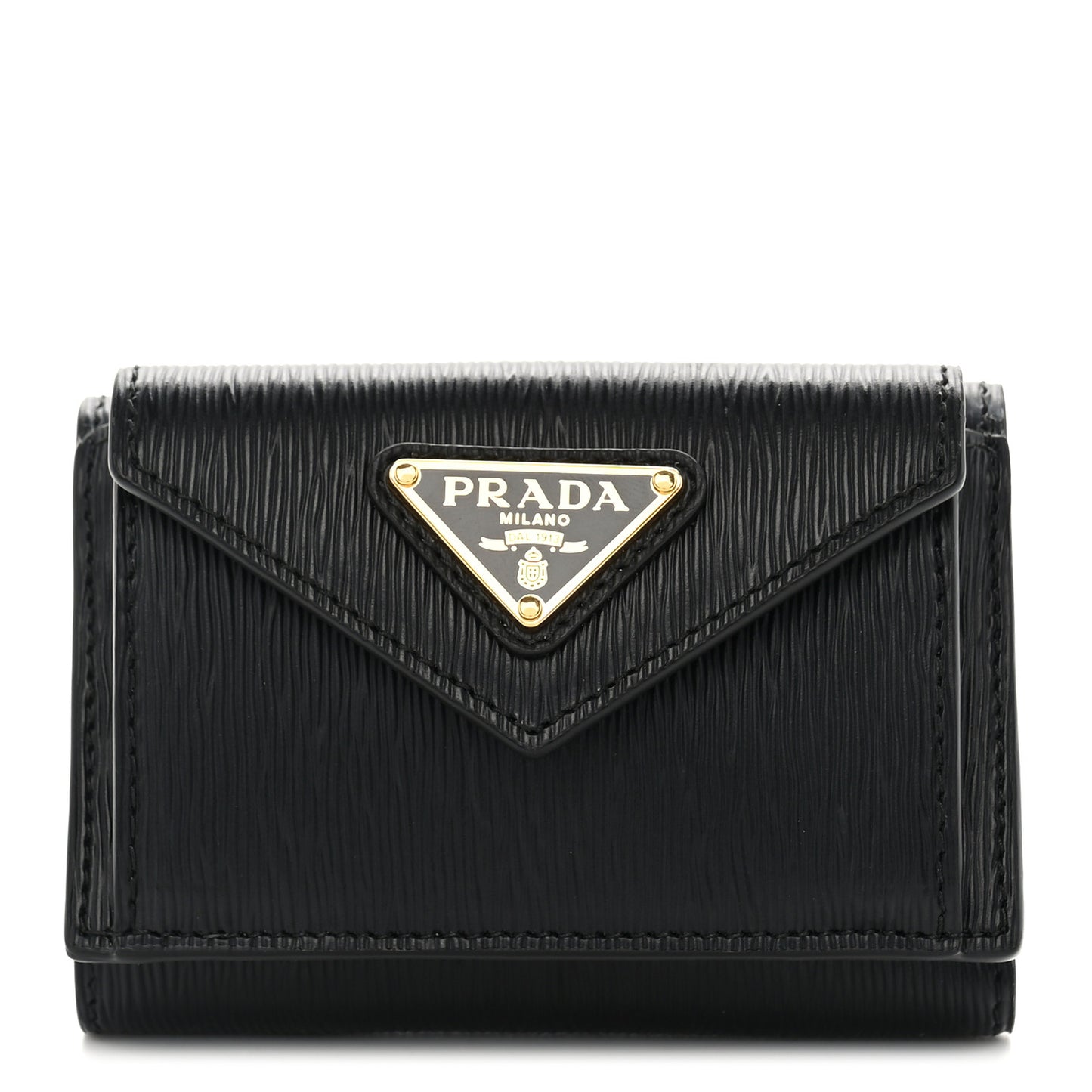 Vitello Move Metal Small Tri-Fold Wallet Black