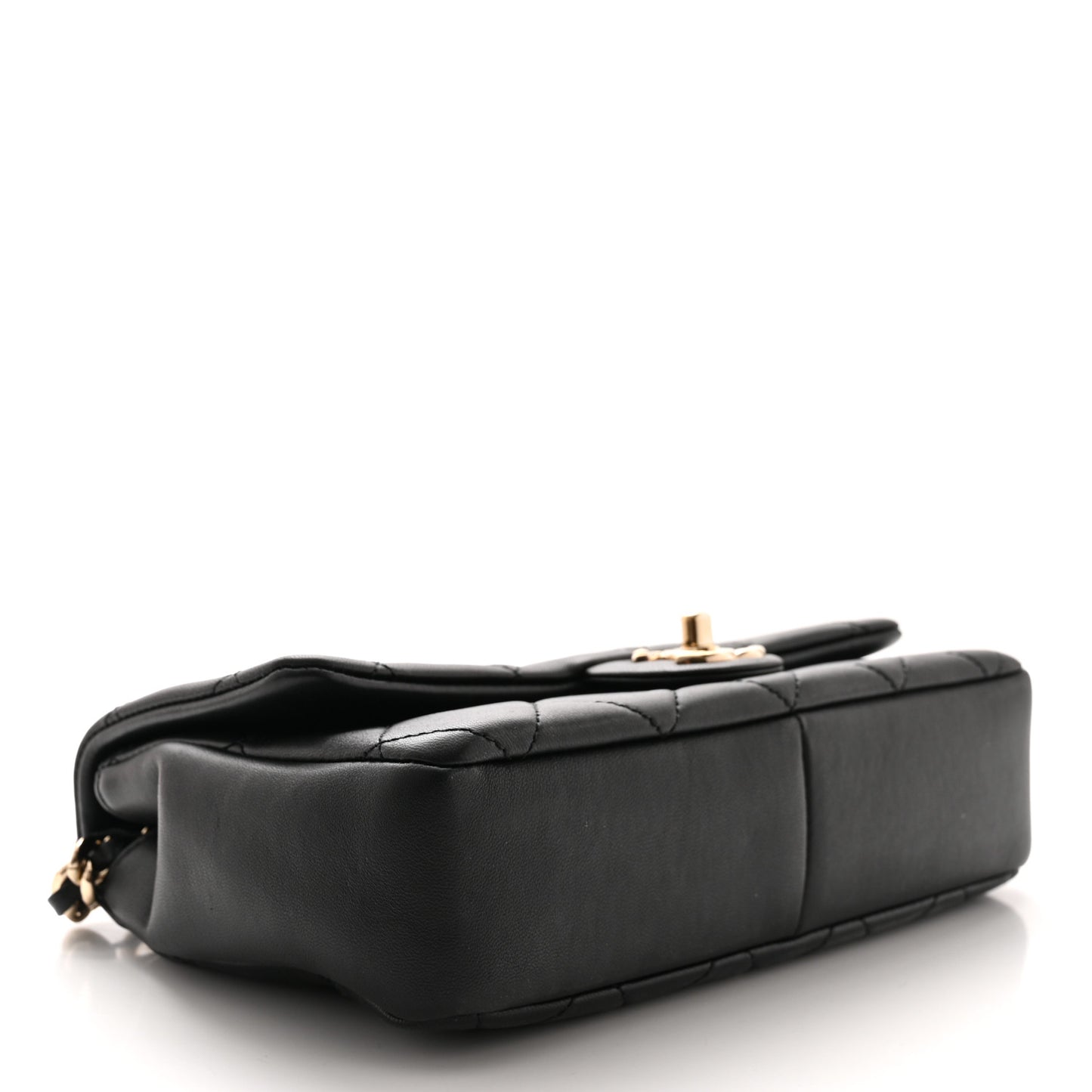 Lambskin Quilted Resin Bi-Color Chain Flap Bag Black