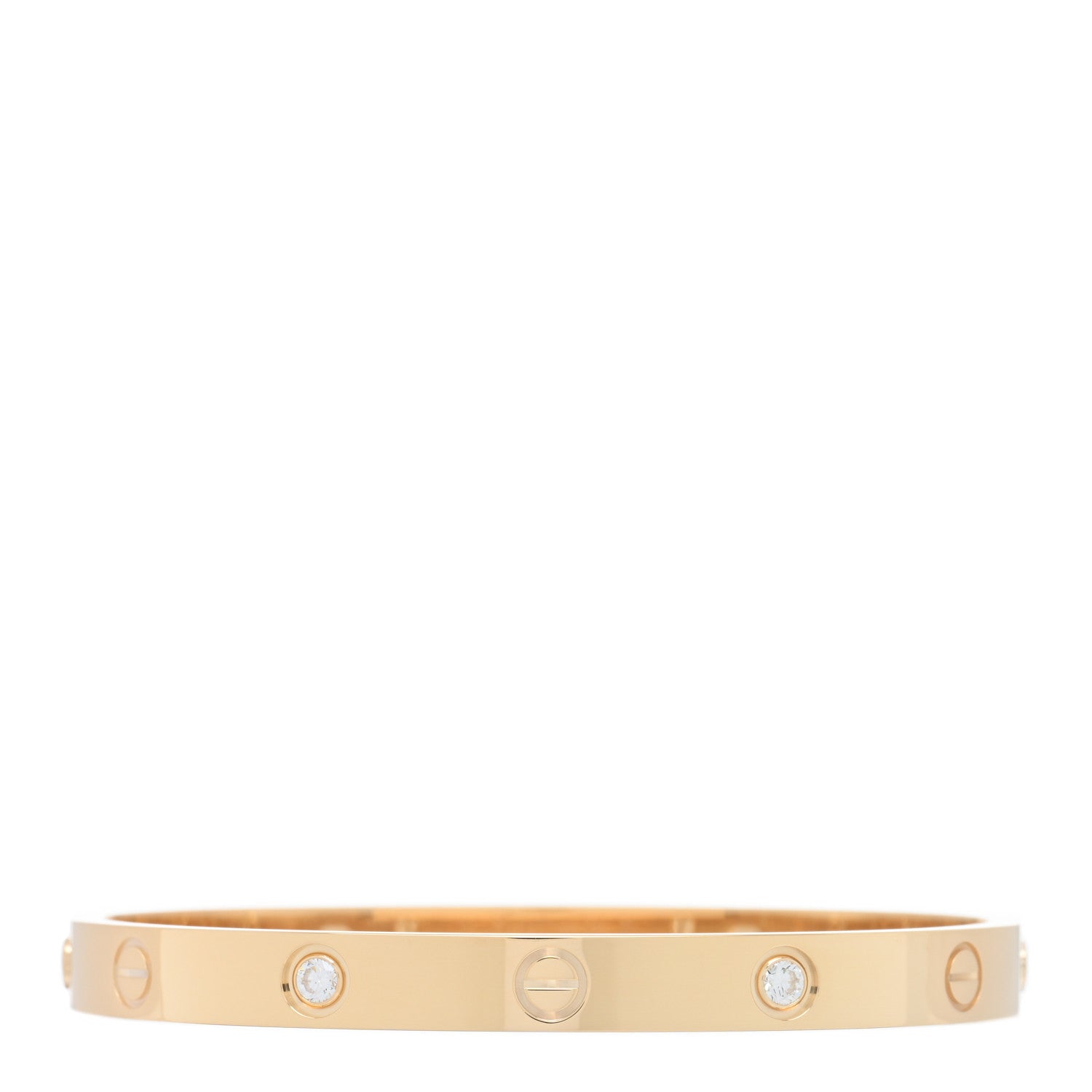 Cartier 18K Yellow Gold 4 Diamond LOVE Bracelet 17 2 of 3