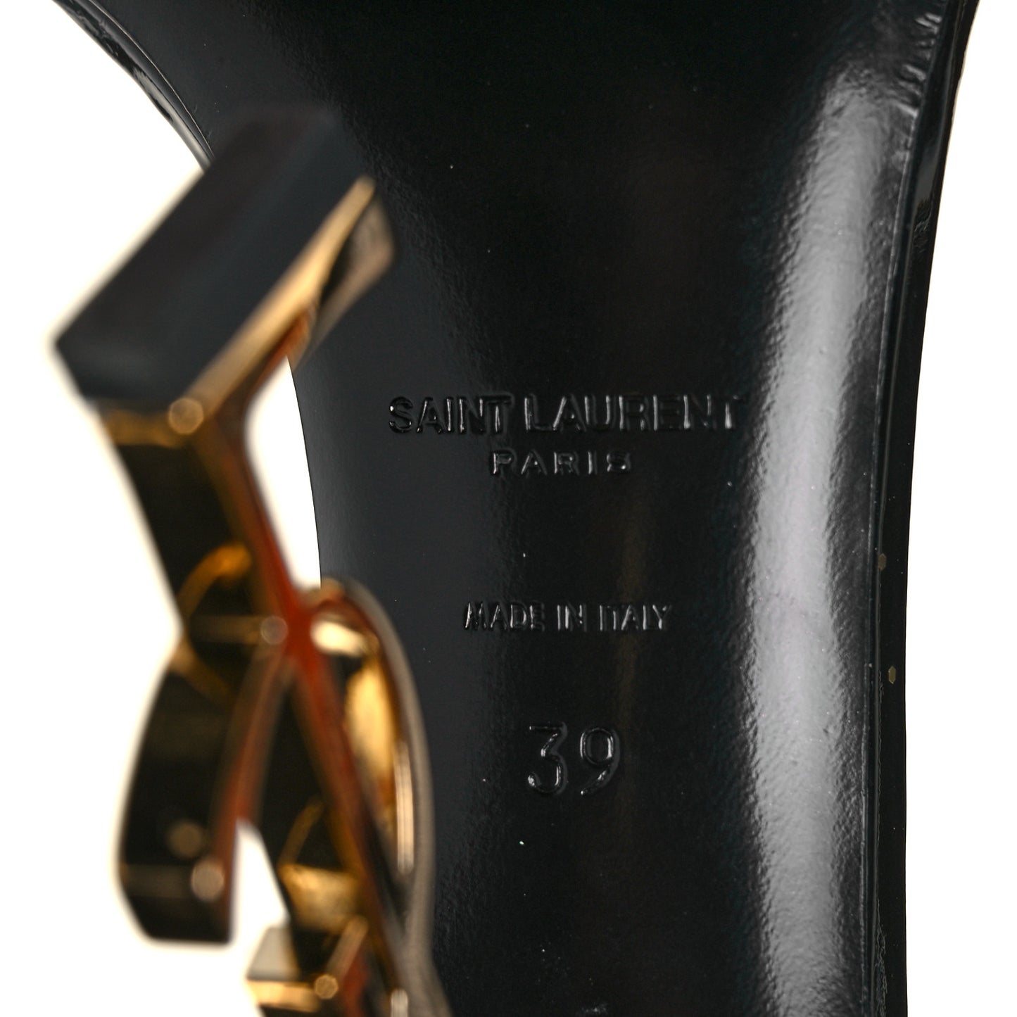Patent Calfskin Opyum 110 Sandals 39 Black Gold
