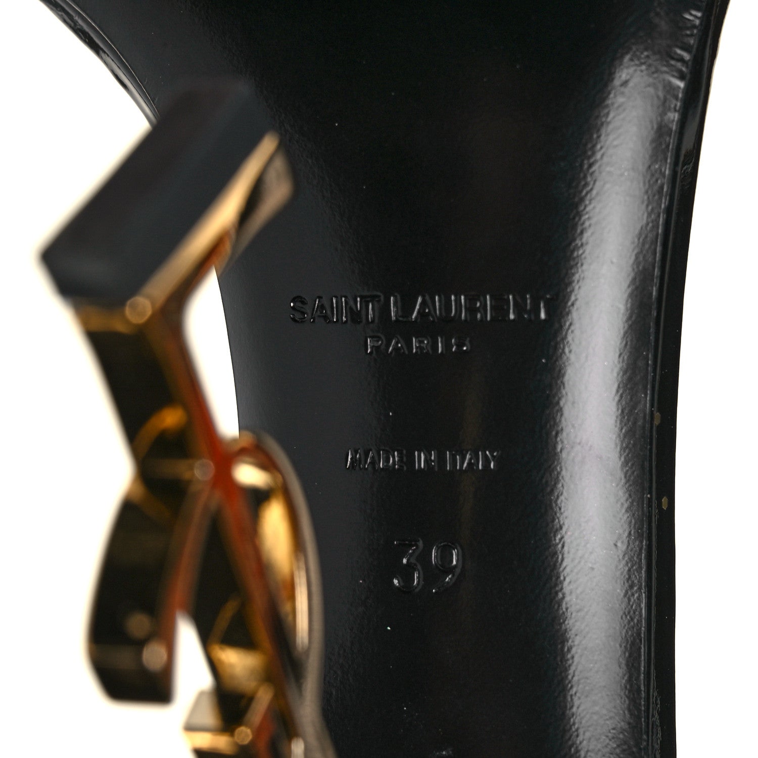Saint Laurent Patent Calfskin Opyum 110 Sandals 39 Black Gold 6 of 8