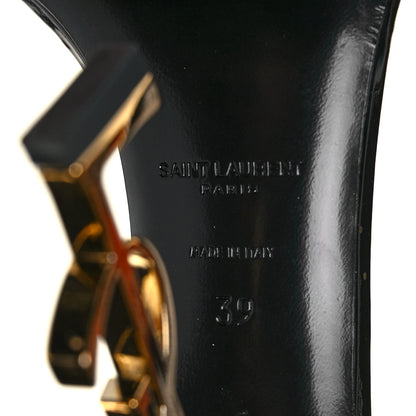 Saint Laurent Patent Calfskin Opyum 110 Sandals 39 Black Gold 6 of 8