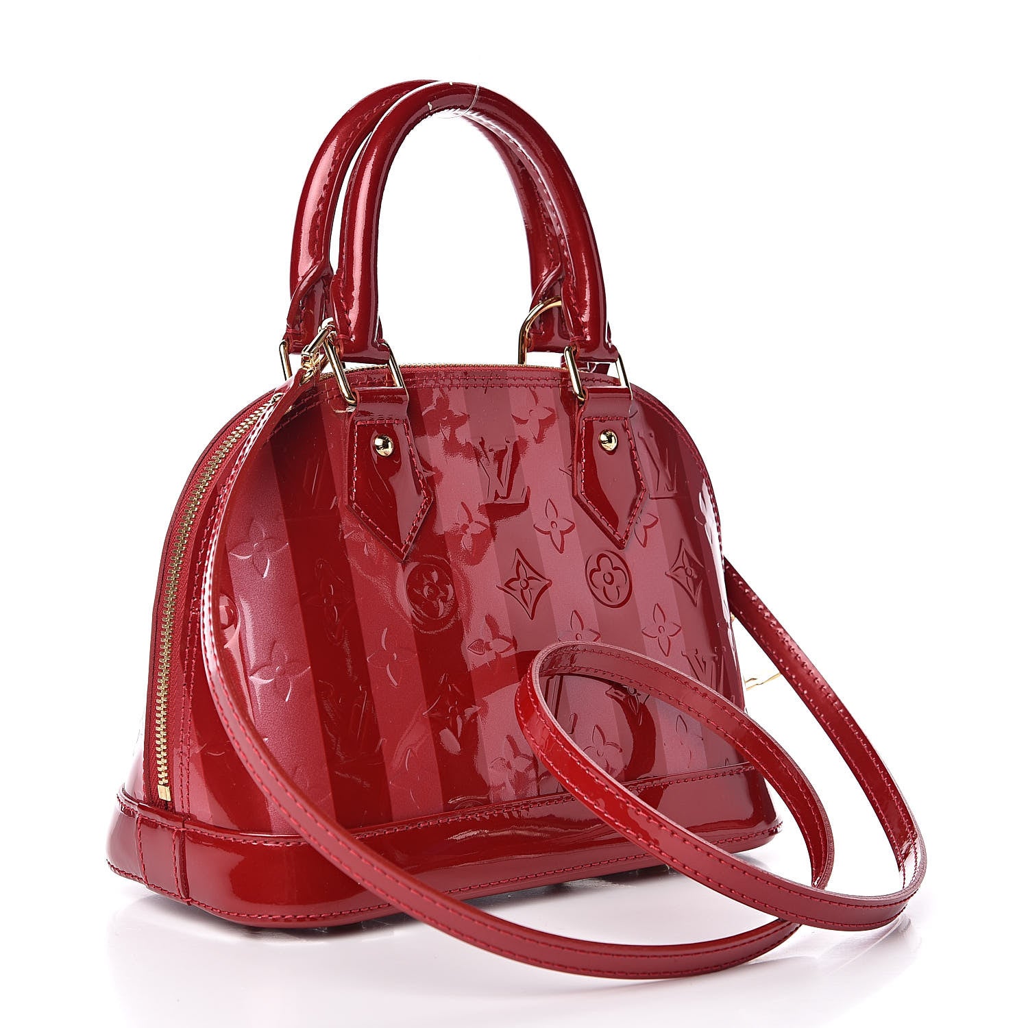 Louis Vuitton Vernis Rayures Alma BB Pomme D'Amour 3 of 9