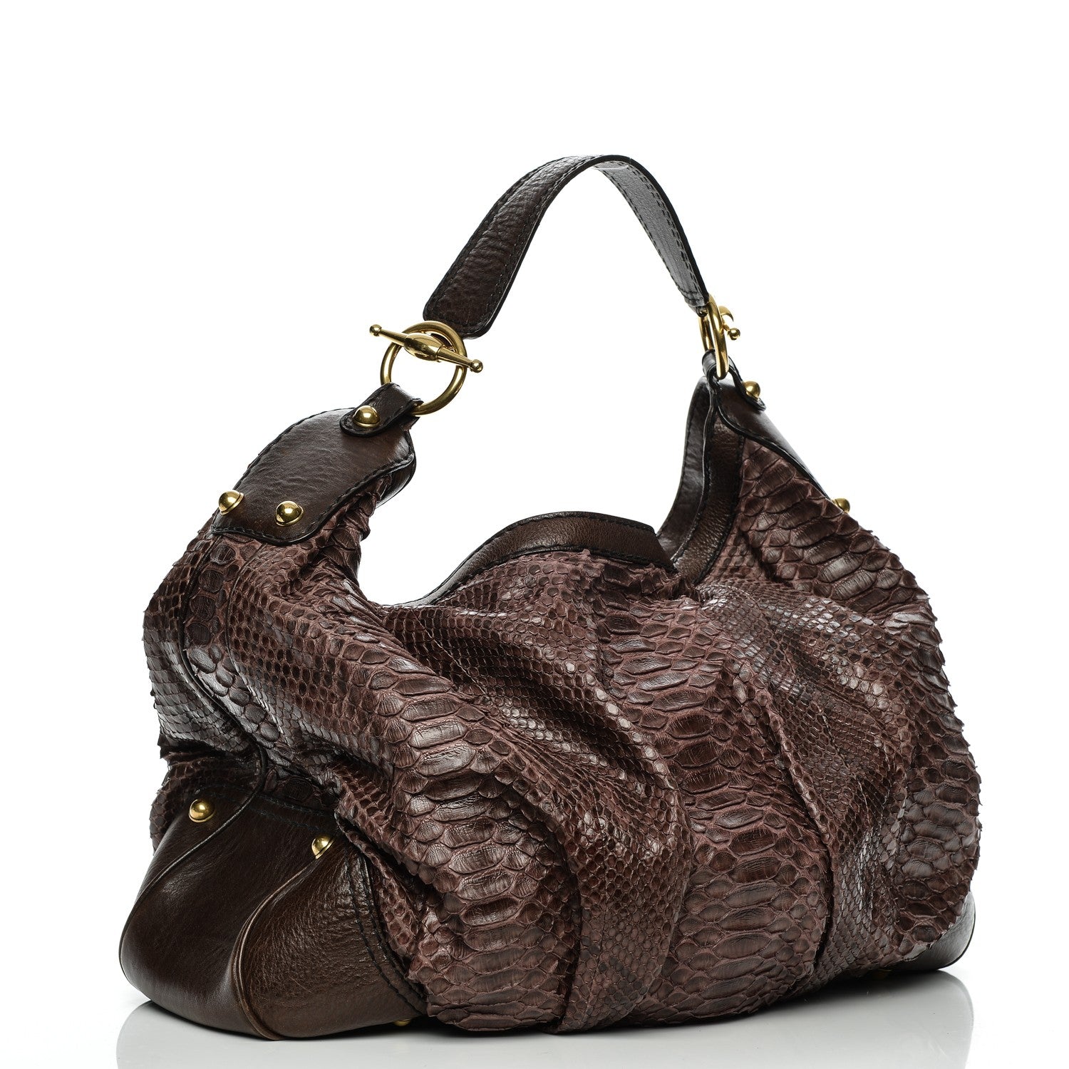 Gucci Python Large Jockey Hobo Brown 3 of 12