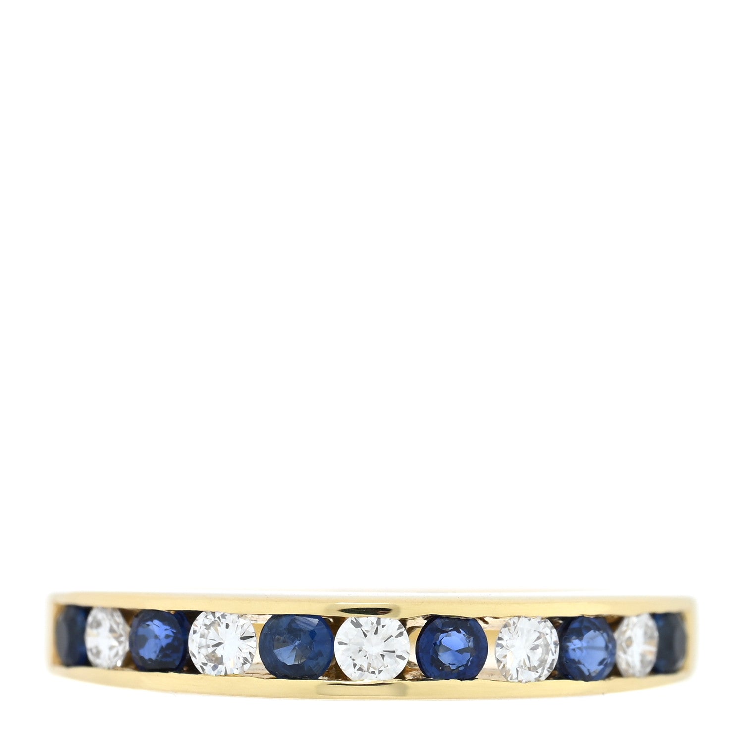 Tiffany 18K Yellow Gold Diamond Blue Sapphire Band Ring 49 5 1 of 4