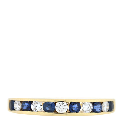 Tiffany 18K Yellow Gold Diamond Blue Sapphire Band Ring 49 5 1 of 4