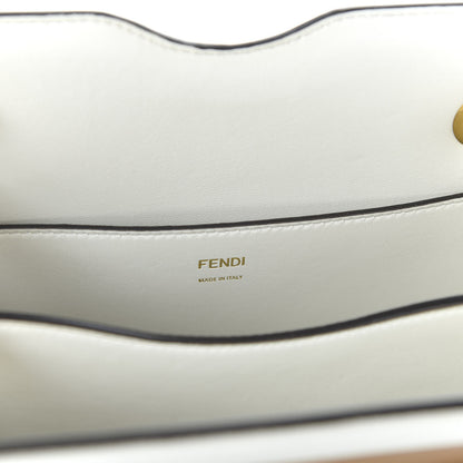 Fendi Vitello Glacier Karligraphy Pocket Shoulder Bag White Ice Black 8 of 9