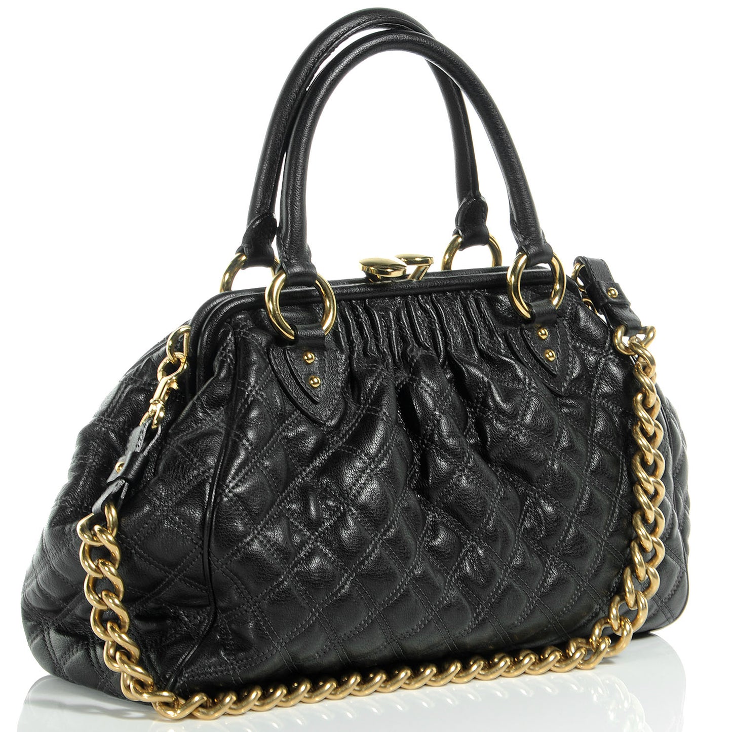 Quilted Leather Stam Bag Black