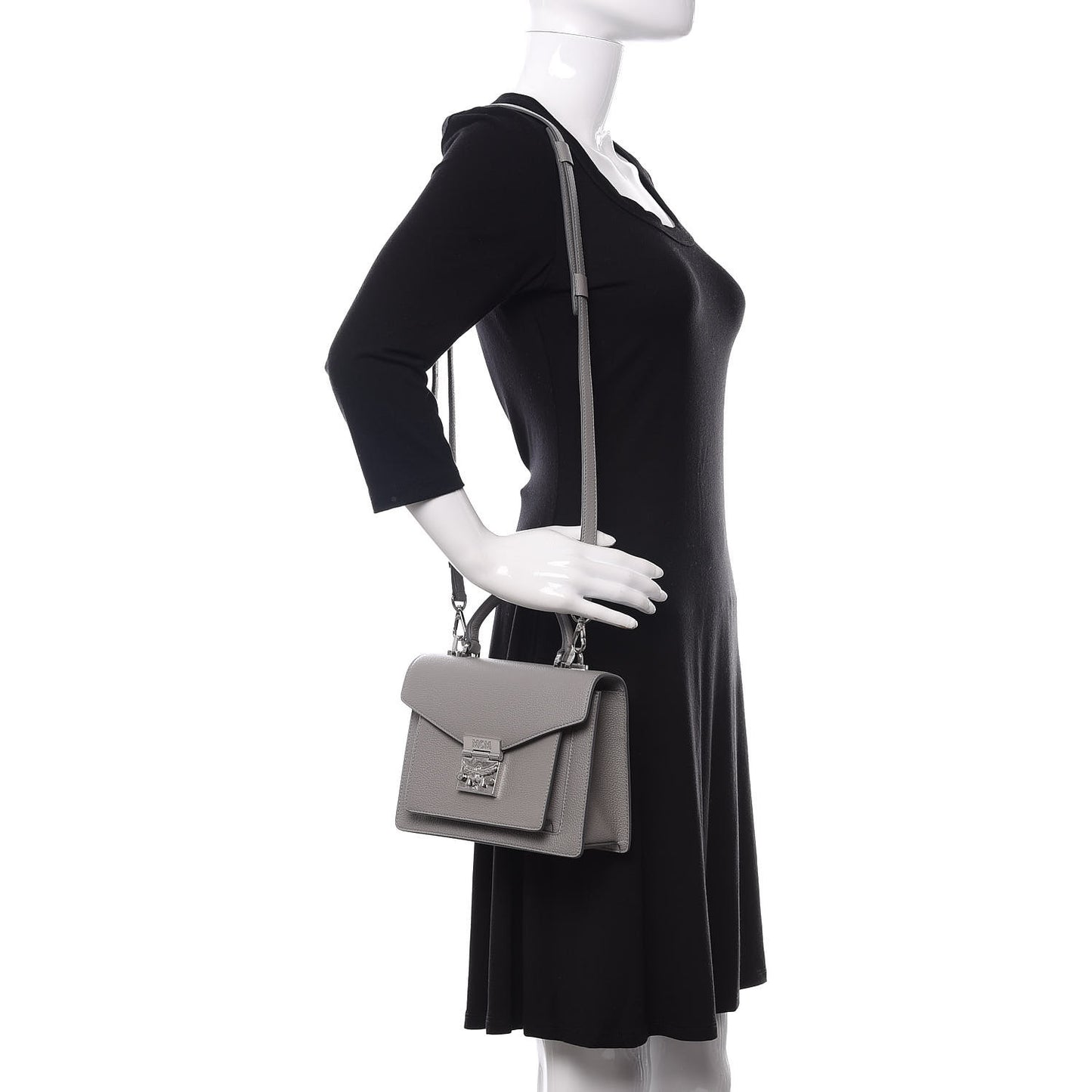 Grained Calfskin Small Patricia Satchel Arch Grey