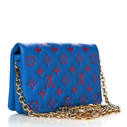Louis Vuitton Lambskin Embossed Monogram Vuittamins Pochette Coussin Blue Red 2 of 11