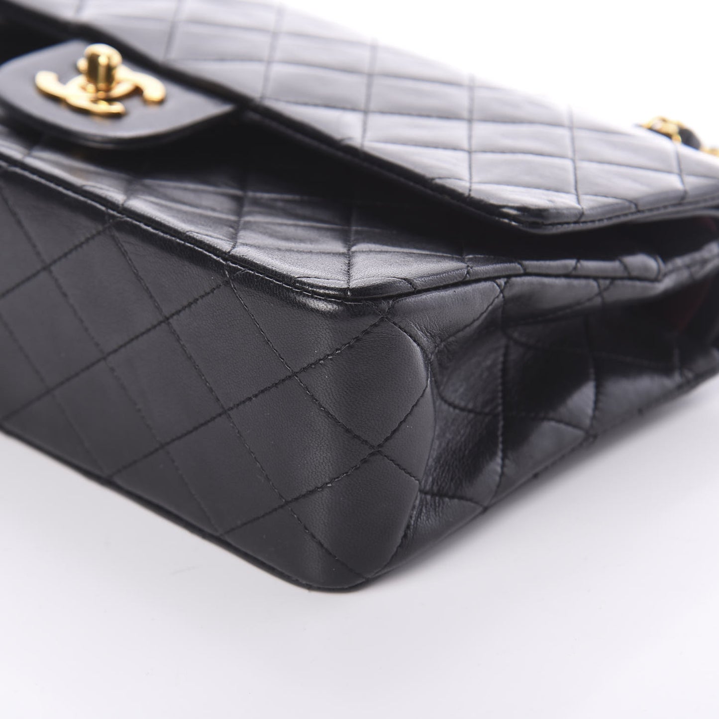 Lambskin Quilted Medium Double Flap Black
