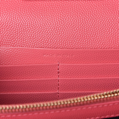 Saint Laurent Grain De Poudre Matelasse Chevron Monogram Chain Wallet Rose Clair 6 of 11