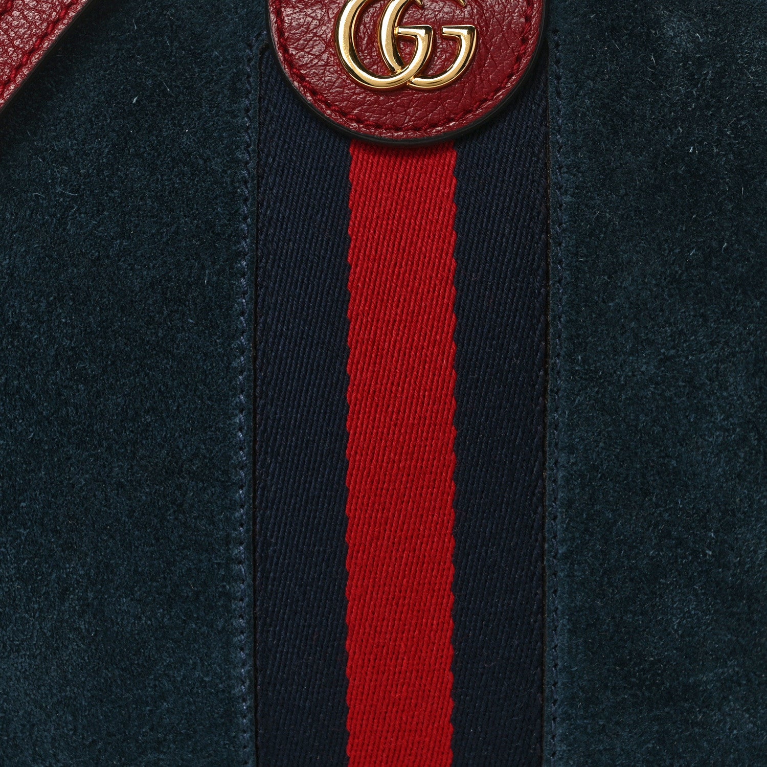 Gucci Suede Calfskin Web Small Ophidia Dome Shoulder Bag New Blue Romantic Cherry 8 of 12