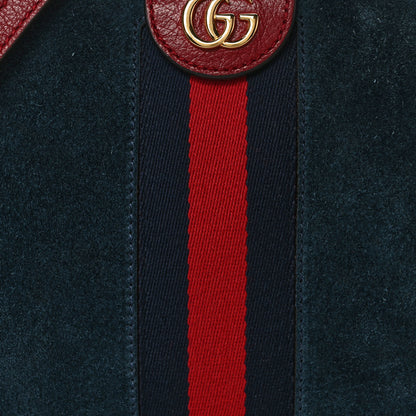 Gucci Suede Calfskin Web Small Ophidia Dome Shoulder Bag New Blue Romantic Cherry 8 of 12