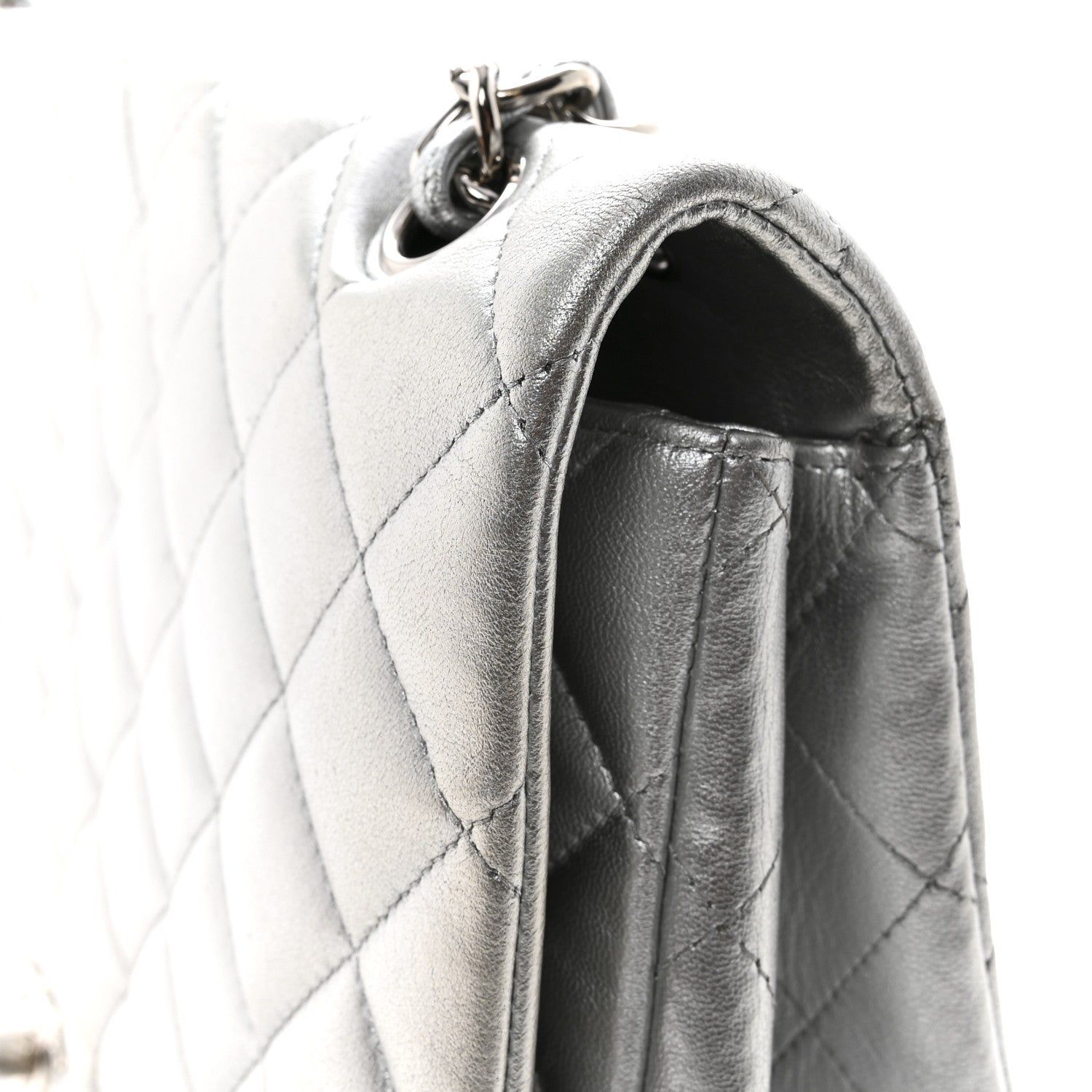 Chanel Metallic Lambskin Quilted Maxi Single Flap Silver 12 of 14