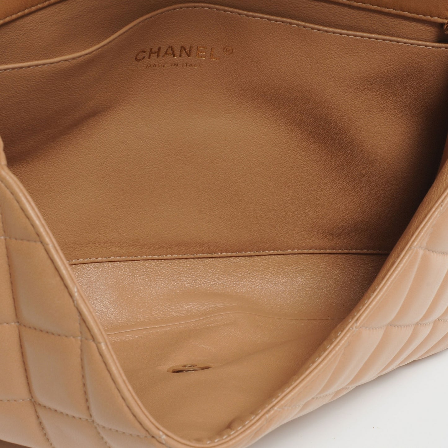 Lambskin Quilted Clutch Flap Beige