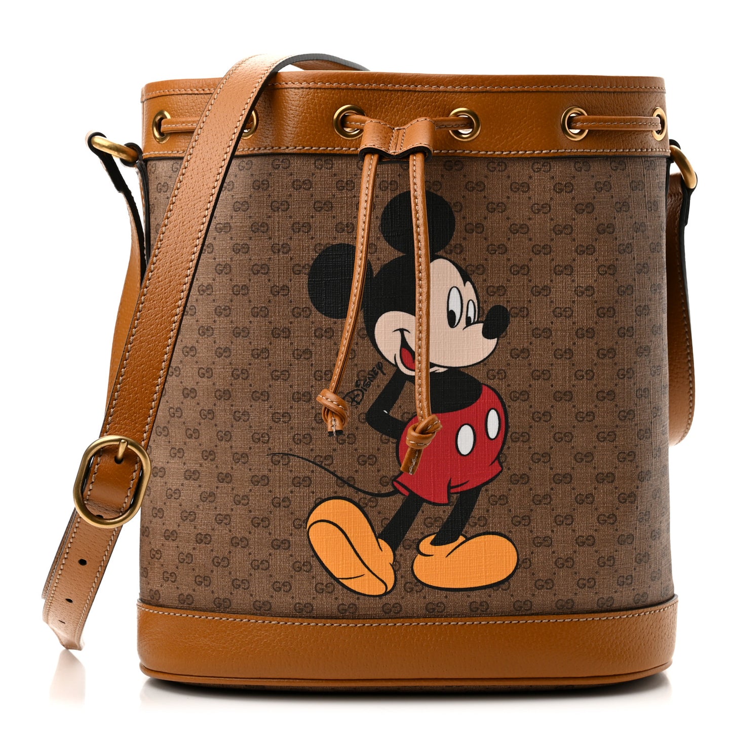 X DISNEY Mini Vintage GG Supreme Monogram Bucket Bag Beige Vintage Sun Oil