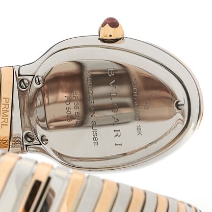 Bulgari Stainless Steel 18K Rose Gold Diamond Bezel 35mm Serpenti Tubogas Double Spiral Quartz Watch Black 4 of 4