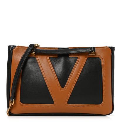 Valentino Garavani Nappa Small Viva Superstar Shopping Tote Black Brown 1 of 9
