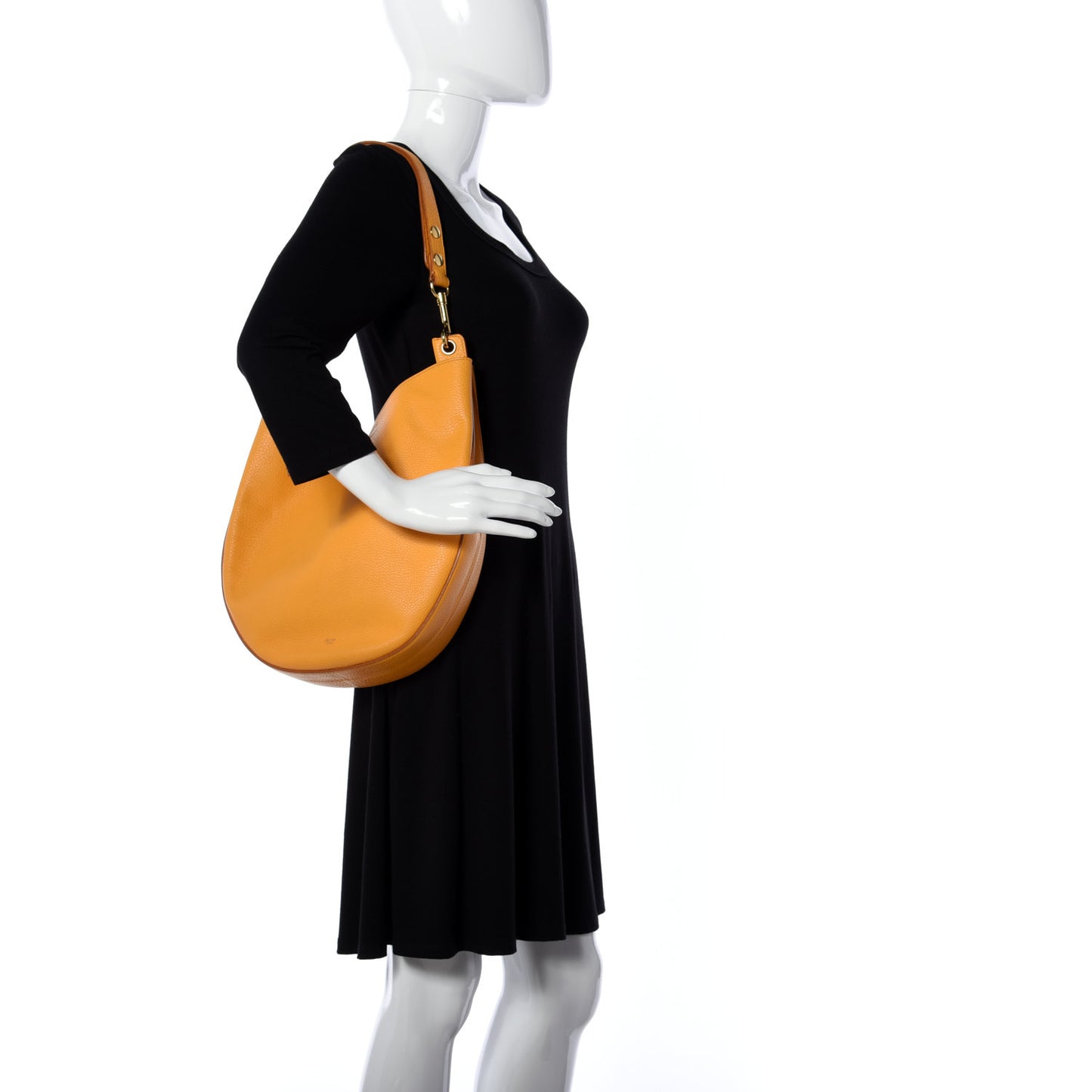 Crisped Calfskin Medium Hobo Bag Saffron