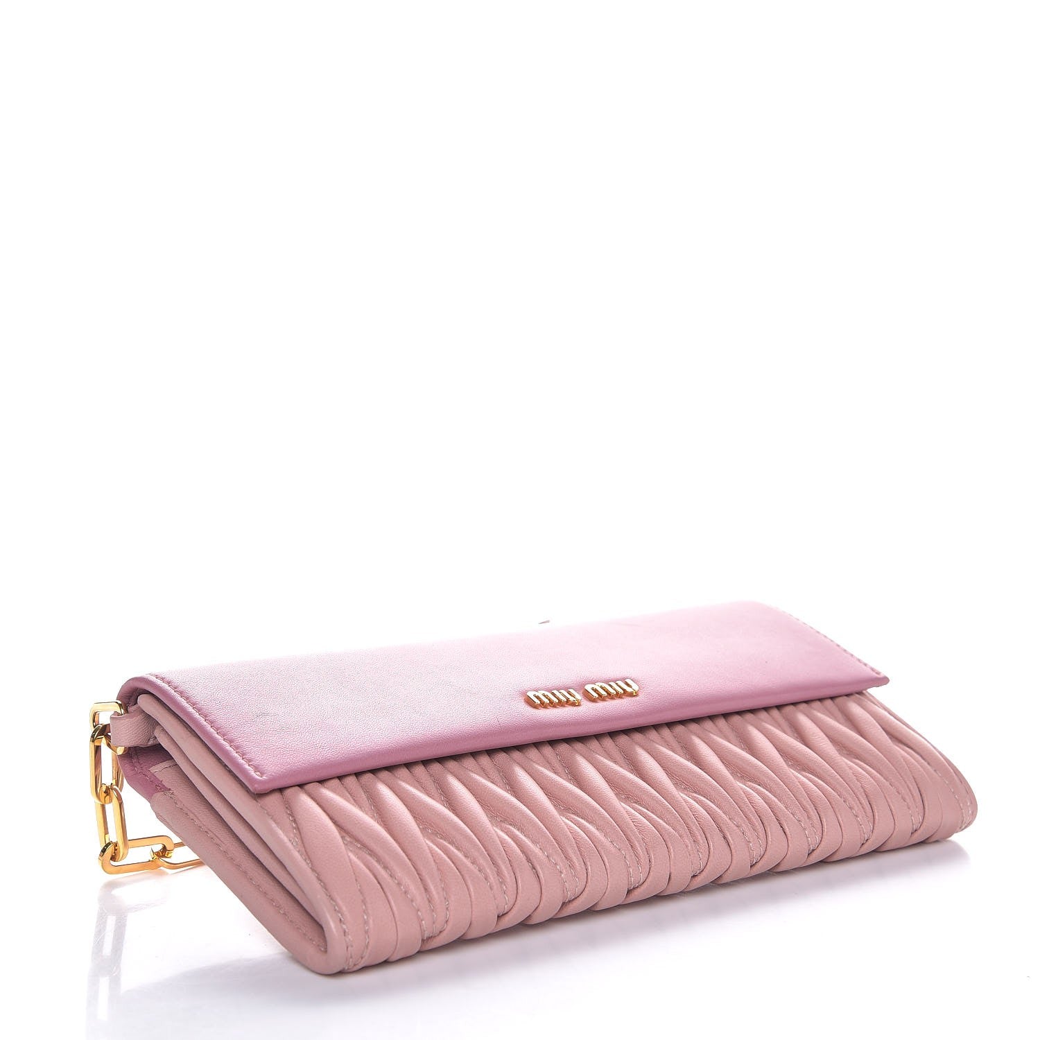 Miu Miu Nappa Matelasse Bicolor Wallet On Chain Loto Orchide 4 of 7