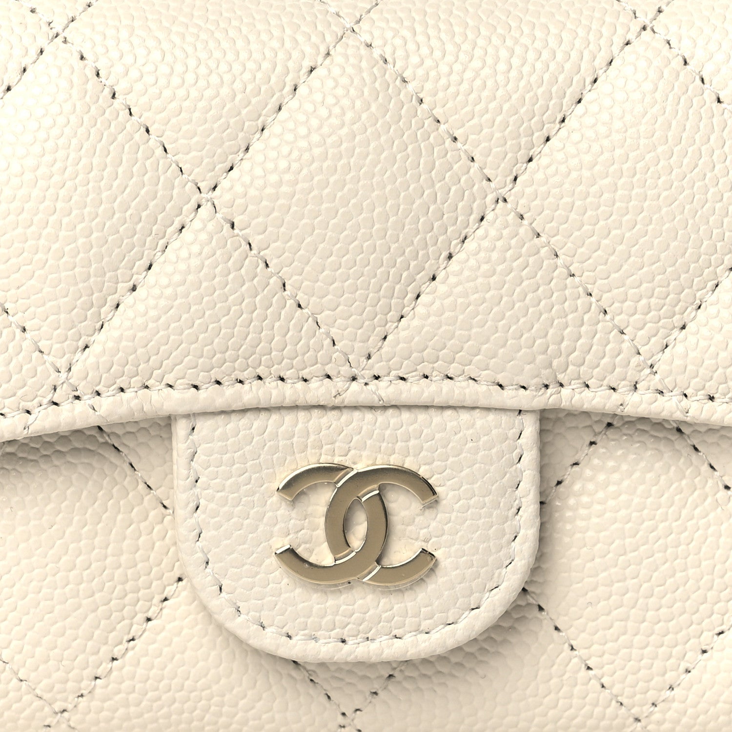 Chanel Caviar Quilted Flap Card Holder Wallet White 8 of 8