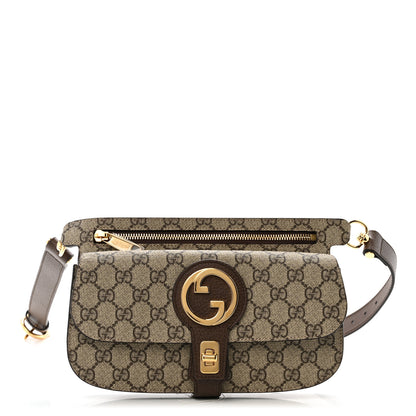 Gucci GG Supreme Monogram Textured Dollar Calfskin Blondie Belt Bag Beige Ebony New Acero 1 of 12