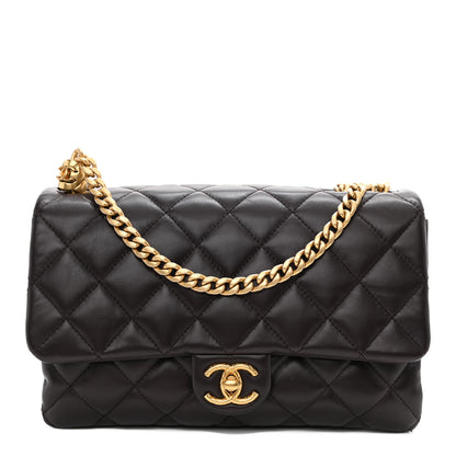Chanel Lambskin Quilted Medium Pillow Crush Flap Dark Brown 1 of 8