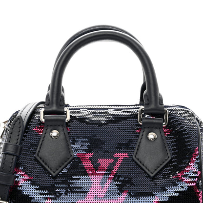 Louis Vuitton Giant Monogram Sequins Speedy Bandouliere 18 Navy Fuchsia 5 of 9