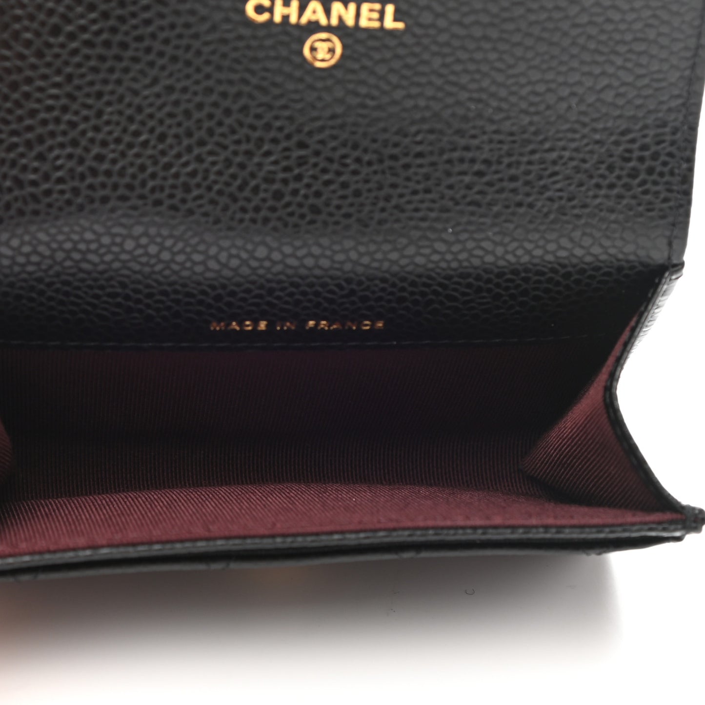 Caviar Quilted Flap Card Holder Wallet Black