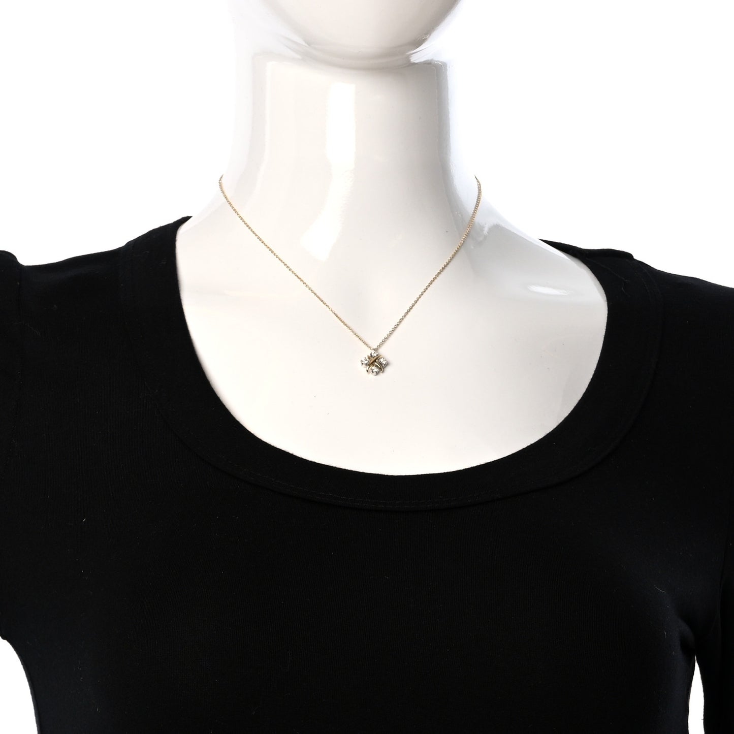Platinum 18K Yellow Gold Diamond Schlumberger Lynn Pendant Necklace