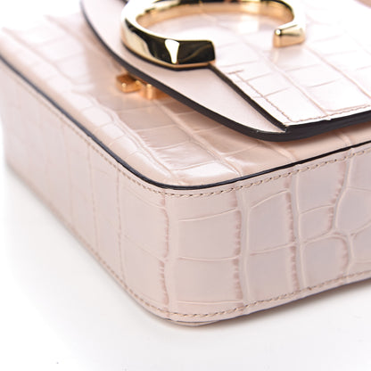 Chloe Calfskin Crocodile Embossed Mini C Double Carry Cement Pink 8 of 9